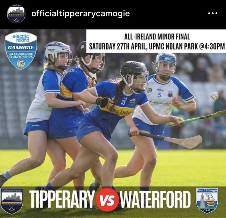 🏆All Ireland Minor Final🏆 Tipperary 🆚 Waterford 🏟️Nowlan Park ⏰ 4:30pm 📅 this Saturday 27th April 🎟️Link for Tickets🎟️ universe.com/events/electri… 🎥Live stream link- youtube.com/@ELECTRICIRELA… 📻Live on Tipp FM link- live-bauerie.sharp-stream.com/TIPPFM