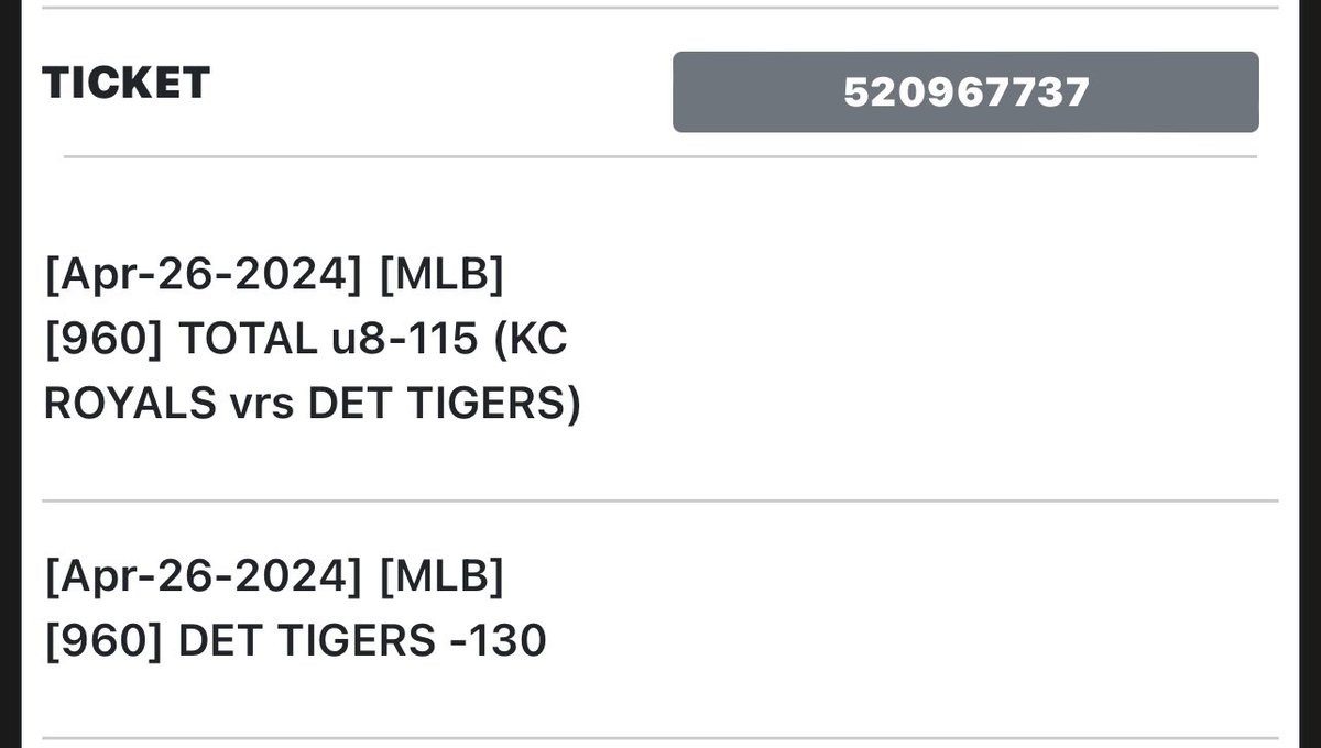 Tigers ML & Under let’s go #MLB #bettingsport #bettingtwitter