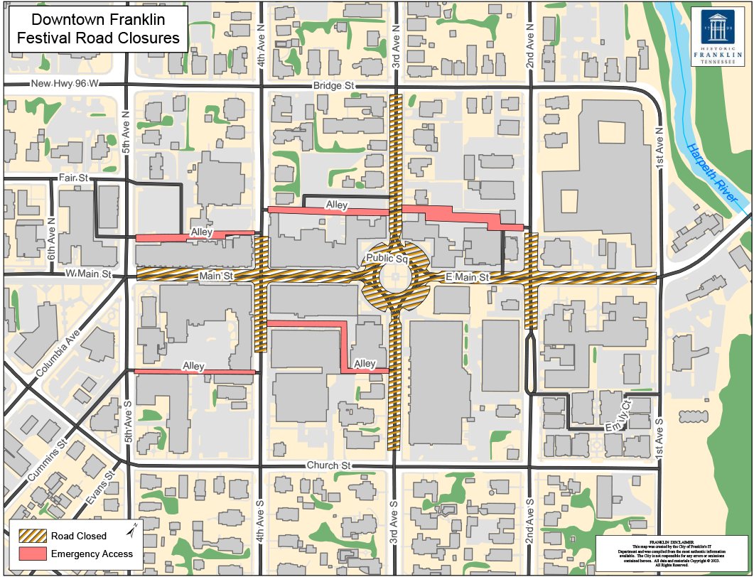 Preparations for @WilcoHeritage 40th Annual Main Street Festival are already underway downtown! The BIG event will take place this weekend, Saturday, April 27th, and Sunday, April 28th, from 10 am until 6 pm. Check out the attached map for street closures downtown. Both