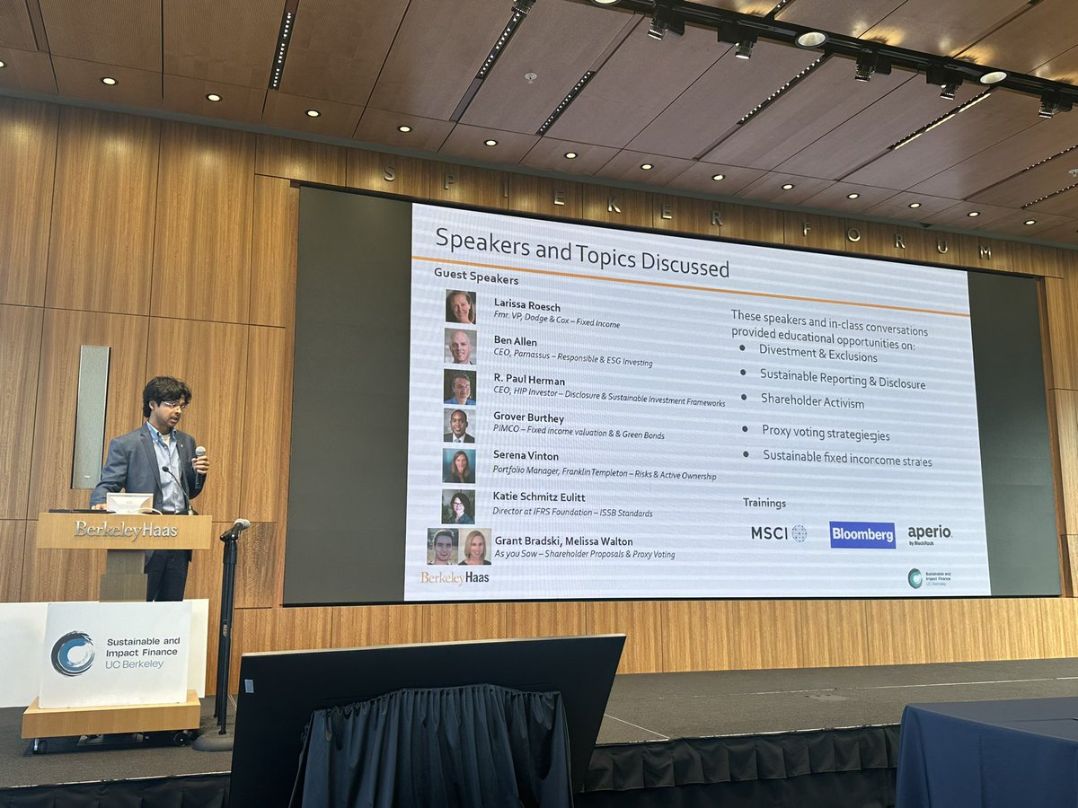The @haasimpinv students are talking about the great guest speakers in class this year from @Parnassus_Funds, @HIPinvestor, @PIMCO, @IFRSFoundation, and @AsYouSow