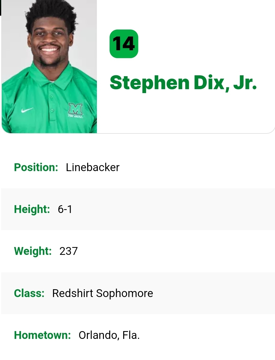 Marshall LB Stephen Dix Jr, who transferred in from Florida State, re-entered the portal as a grad transfer; in his one season with the Herd he finished with 67 tackles, 7 TFL and 2 sacks @D1SDJ