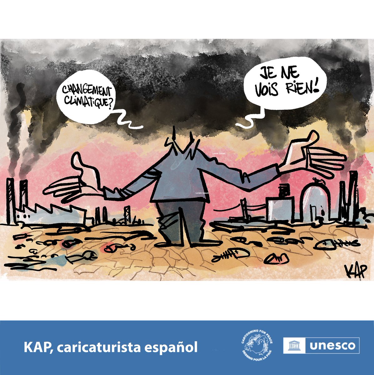 La desinformación sobre el #CambioClimático nos impide ver la verdad.

Bajemos de las nubes y protejamos la #LibertadDePrensa. 

🖌️@kapdigital @CartooningPeace 

unesco.org/es/days/press-… #DíaMundialDeLaLibertadDePrensa