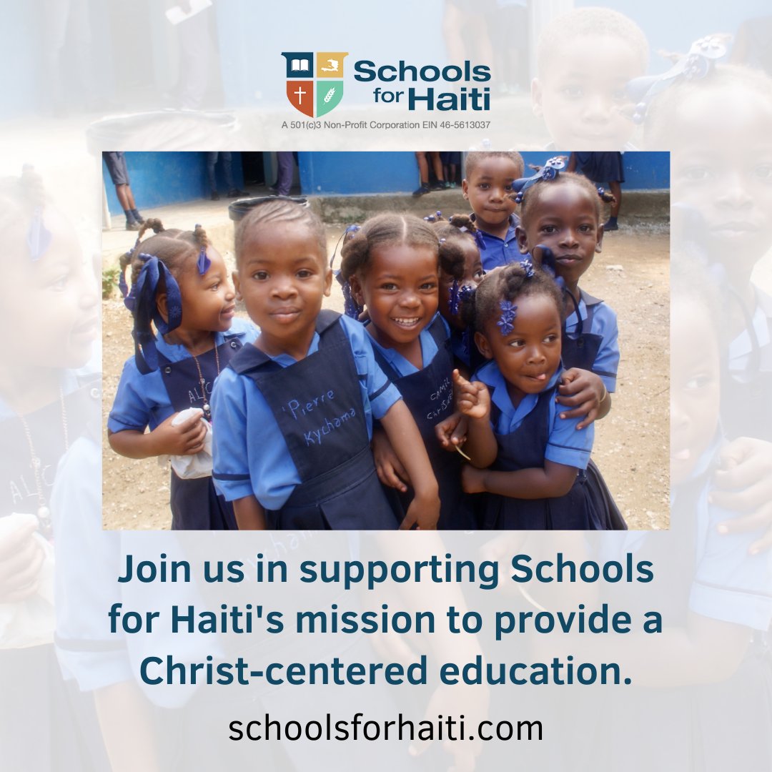 Join us in supporting Schools for Haiti's mission to provide a Christ-centered education. Our goals are discipleship, development, diversity, and daily meals. Together, we can make a difference in these children's lives!

#ChristCenteredEducation #Discipleship #TalentDevelopment