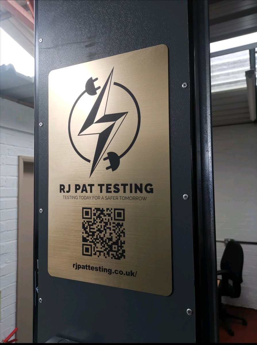 Our latest sign for @RJPATtesting is in place! Brushed gold effect acrylic #signage #branding #signs