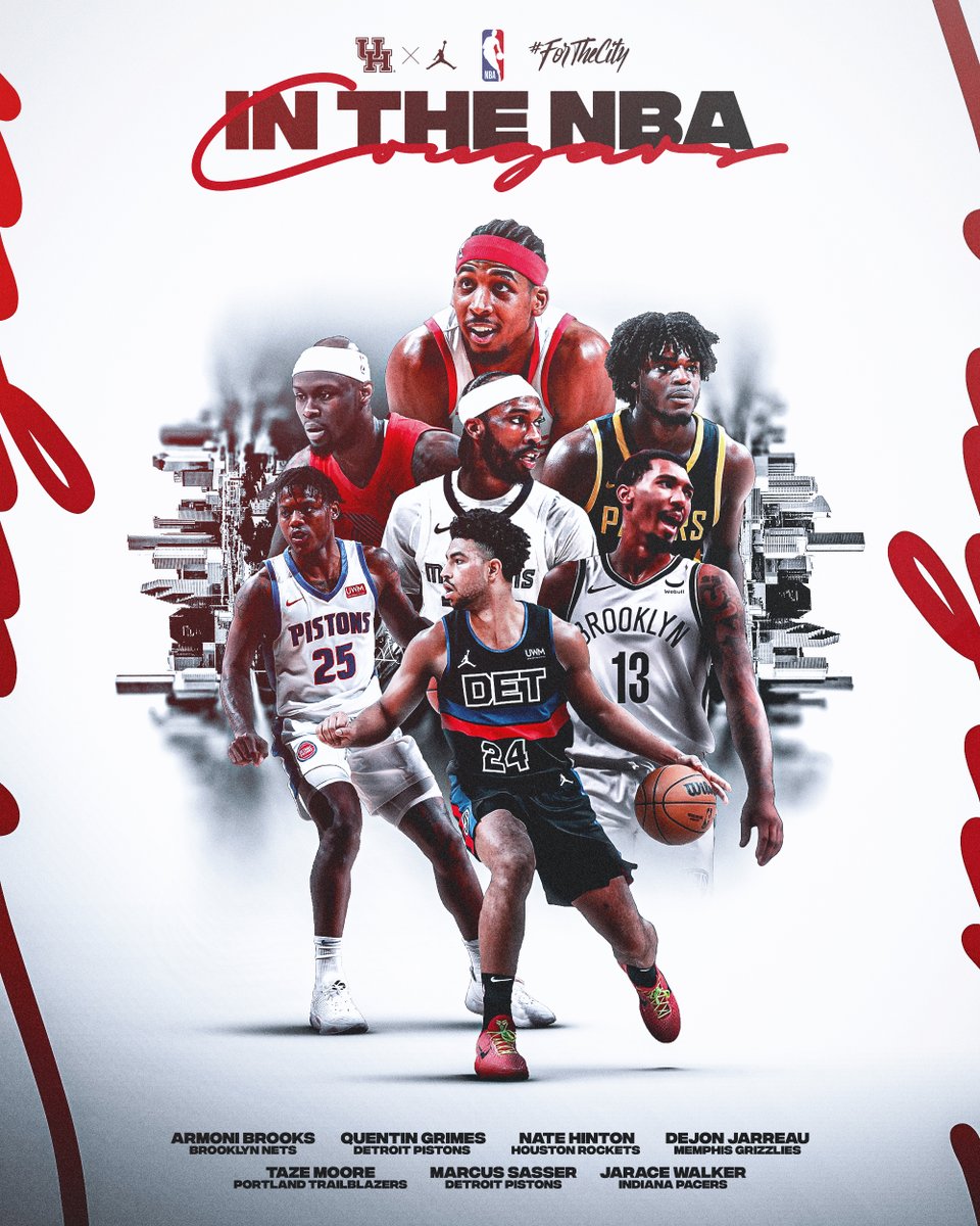 So proud of our Cougars who competed in the @NBA during the 2023-24 season @snipabrooks_ @qdotgrimes @thatup_coming14 @LaDeeky @TazeMoore @m_sasser0 @JaraceW #ForTheCity x #GoCoogs