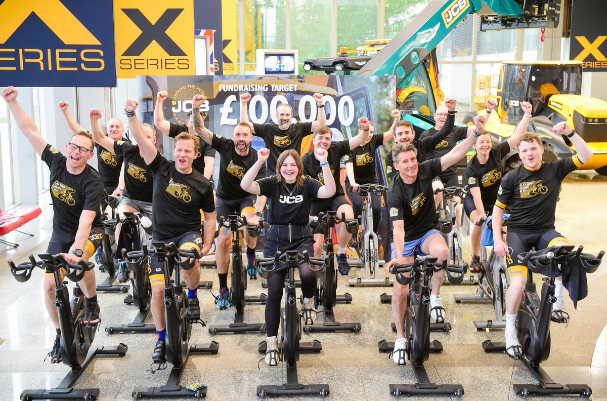 I joined a team of <a href="/JCBmachines/">JCB</a> cyclists today as they crossed the finish line of an epic charity fundraising effort to ride around the world in 80 days - four days early and so far raising £34,000 for Hannah’s Hopecharity. 

It has been a tremendous effort by everyone involved