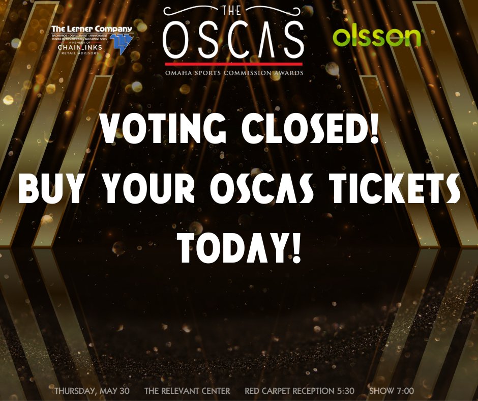 We appreciate your votes and input! With the voting officially closed make sure to buy your tickets to the OSCAS! apps.omahasports.org/upcoming-event…