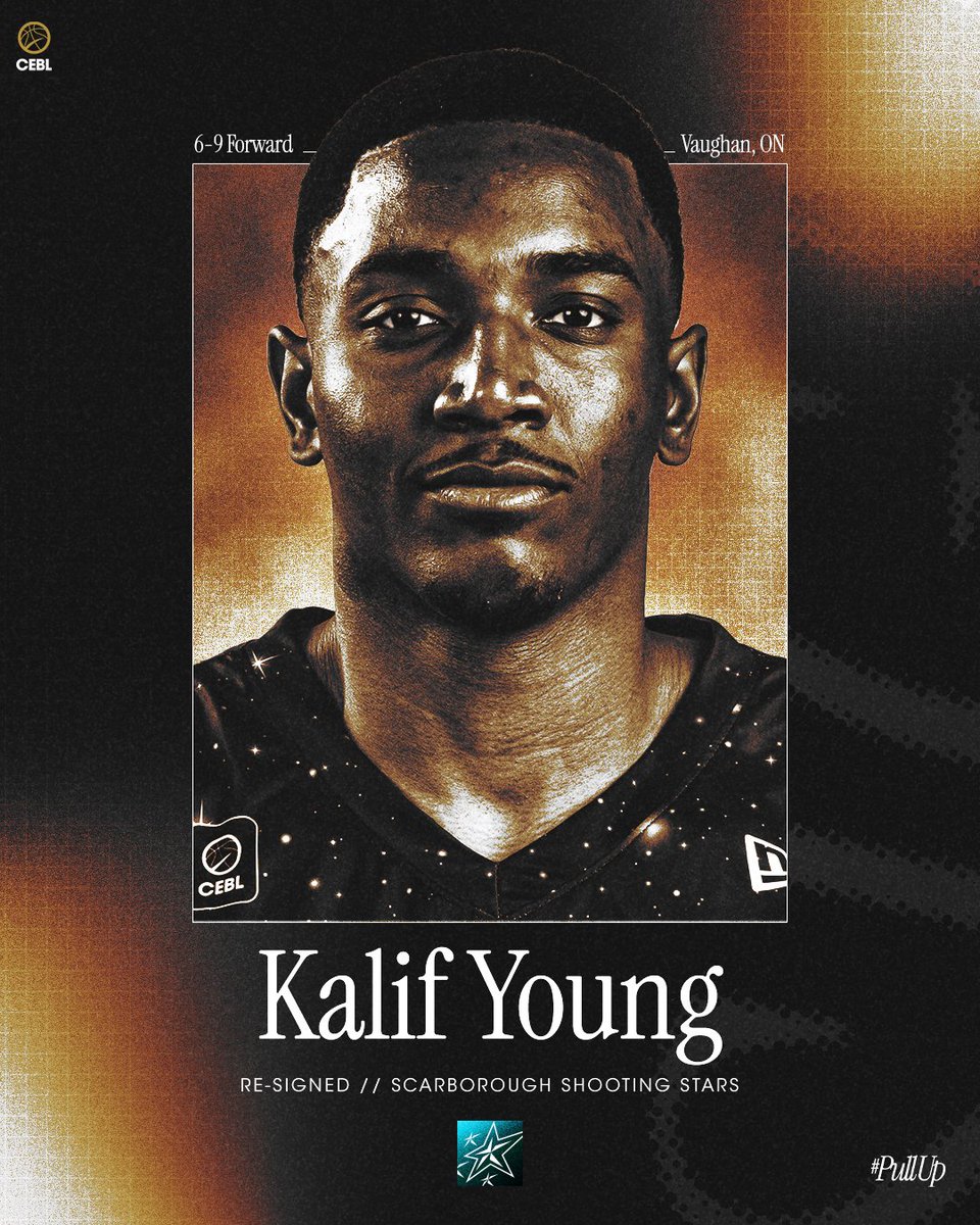 BREAKING: @sss_cebl re-sign forward Kalif Young. The 2023 CEBL champion returns for a third consecutive season with the Shooting Stars after most recently playing in Poland for @Anwil_official where he averaged 6.4 PPG & 8.3 RPG. 🗞️: cebl.ca/scarborough-sh… #CEBLFreeAgency
