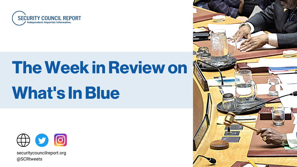 The Week in Review on #WhatsInBlue (1/2) 📅 April 22 - April 26 | 📨 The 'Week Ahead': bit.ly/3AwYSel 🗣️ #CRSV Annual Open Debate: bit.ly/4aLORet 🔷 #Haiti: bit.ly/4b83mZB 🔷 #Kosovo: bit.ly/447HRWG 🔷 #Sudan: bit.ly/49MoWBQ