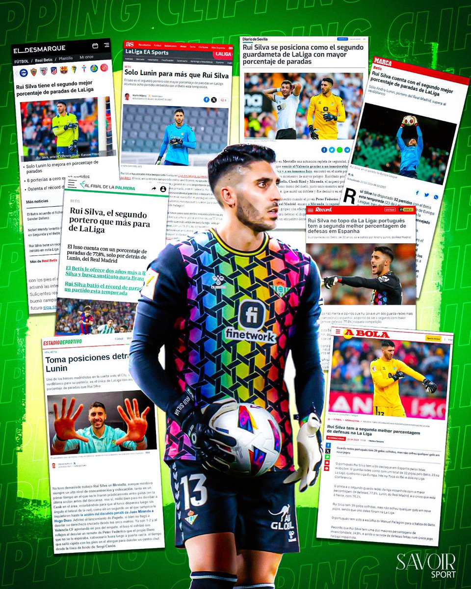 ℙ𝕆ℝ𝕋𝔼ℝ𝔸ℤ𝕆 🔝

Il nostro <a href="/Rui_Silva_13/">Rui Silva</a> è il portiere con la percentuale più alta in <a href="/LaLiga/">LALIGA</a> dopo Lunin, il portiere del Real Madrid 💪

Questa è la grande ripercussione che ha avuto questo importante dato nella stampa! 🗞️

#RuiSilva #LaLiga #Clipping #Stats