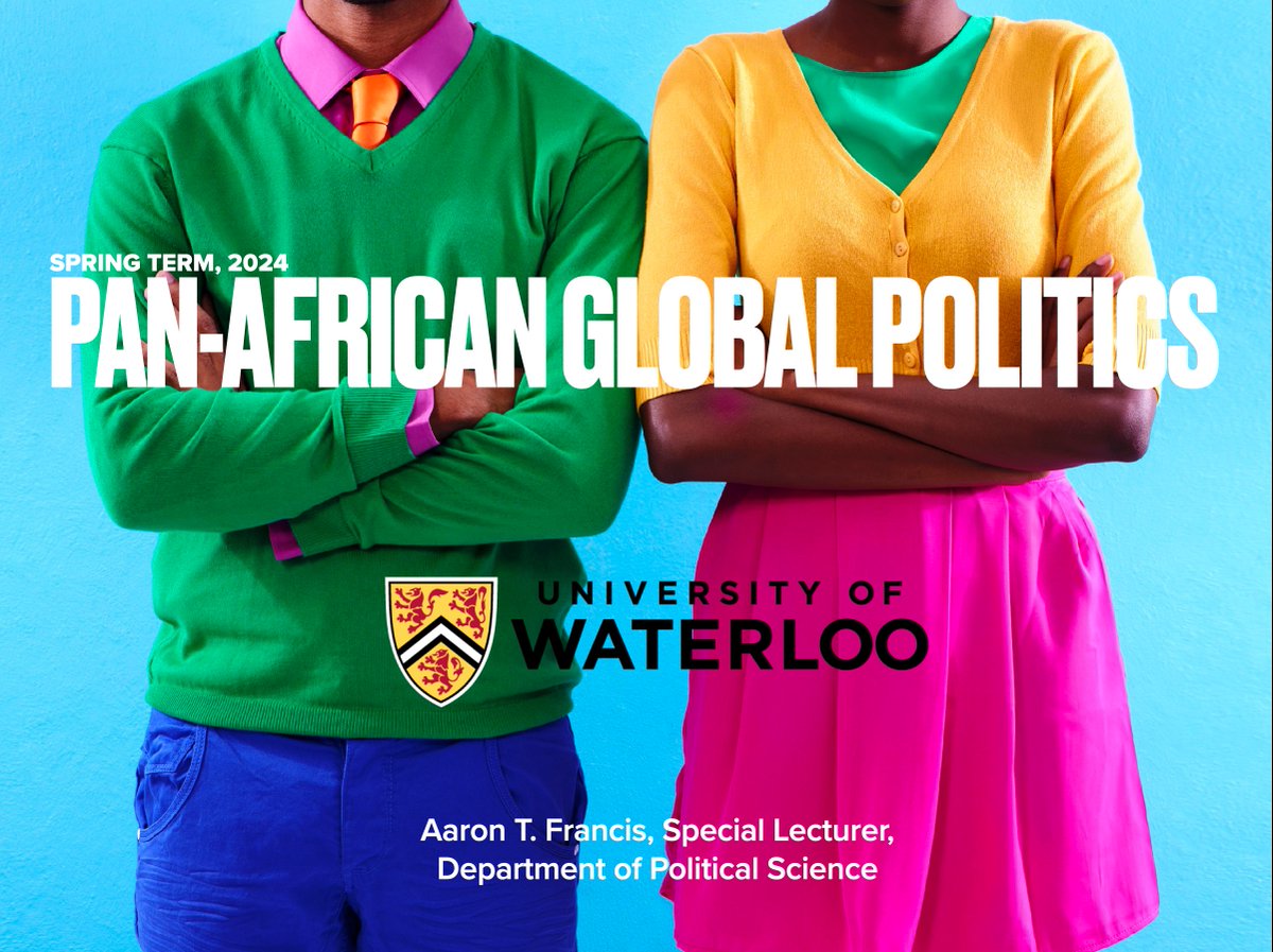 For anyone interested in African politics, music & art and how these things interact (and intersect) with the African diaspora and the wider world, I'll be teaching Pan African Global Politics ( PSCI304/BLKST304) at UWaterloo this coming term!! Please tell a friend !!
