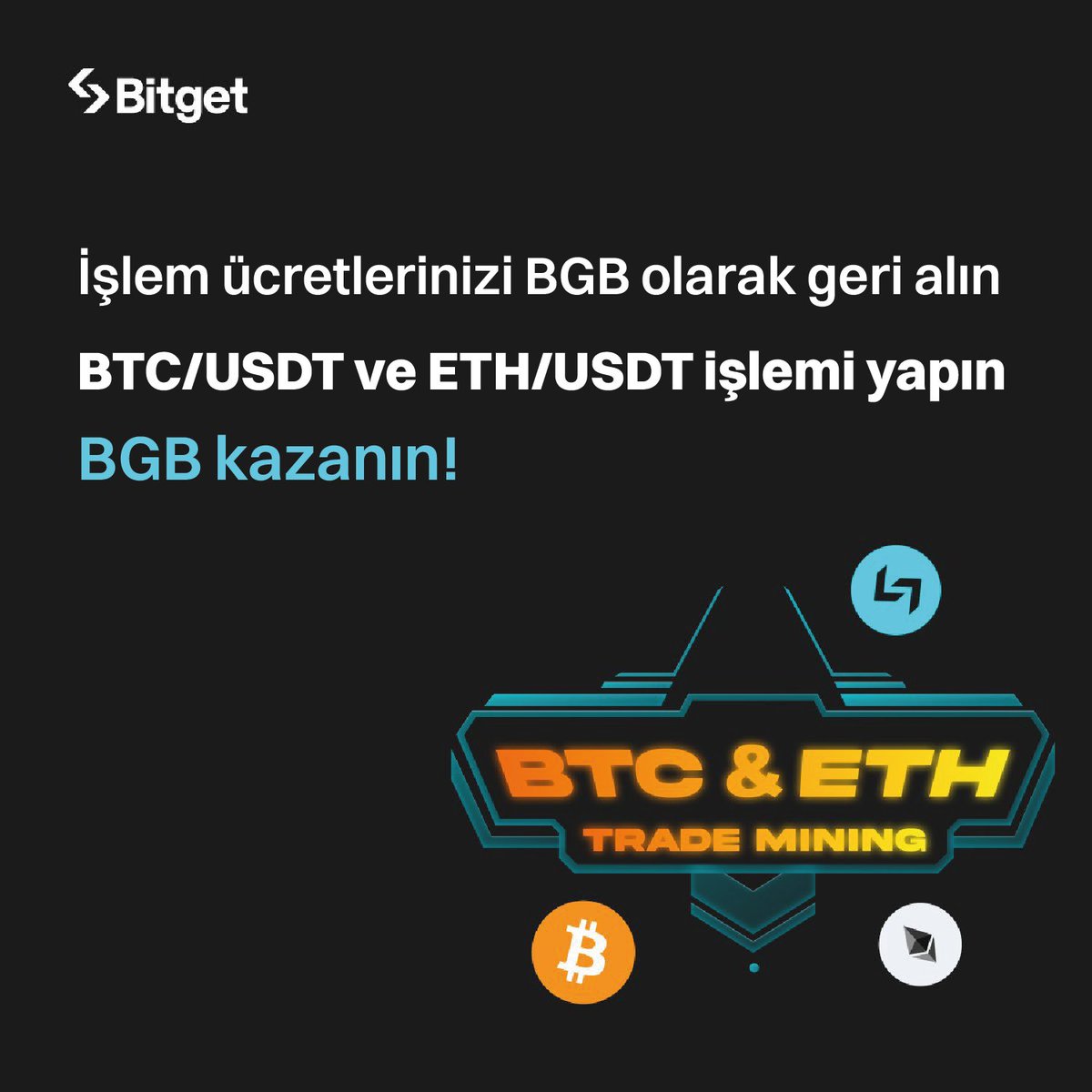 Daha geçenlerde ' 💸Boğa döngüsünde göz ardı edilmemesi gereken coinler: Borsa coinleri! ' demiştim.

🚀  Gelin şimdi BTC/USDT ve ETH/USDT spot işlemlerimizi  '0'  işlem ücreti ile madencilik yaparak #Bitget  den #BGB kazanalım o halde 😍

Peki bunun çin ne yapacağız ?

Üyeliği