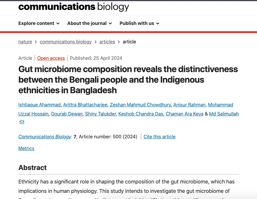 BioinfoDivision's tweet photo. First publication on our pioneering work on the Bangladeshi gut microbiome!!!! 

Publisher- Nature
Journal Name- Communications Biology
Journal Category- Q1
Impact Factor- 6.548
Link- https://t.co/XByMpMP7DG https://t.co/gJxf1GhwFz