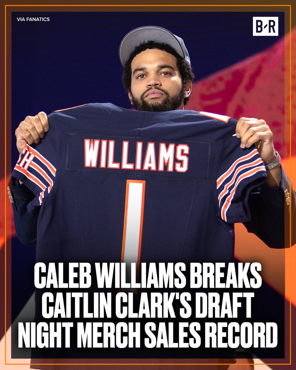 Caleb Williams broke Fanatics' record for draft night merch sales for any draft pick in ANY sport 🤯 The previous record was set by Caitlin Clark just last week (via @Fanatics)