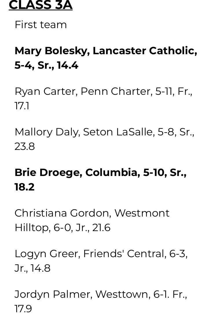 MBolesky's tweet photo. Blessed to be name to the 2023-2024 Pennsylvania Sports Writers All-State First-Team! 💜💛 https://t.co/jmxJx8ocnx