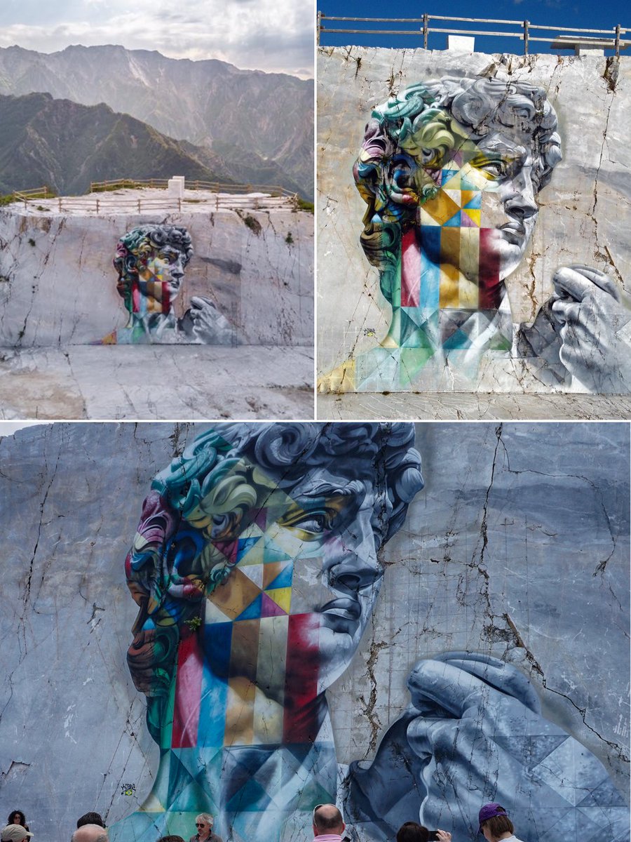 6. Eduardo Kobra's mural of Michelangelo's David at the top of the marble quarries of Carrara, Italy. Between 1501 and 1504, Michelangelo sculpted his masterpiece out of a giant block of marble from this very quarry.