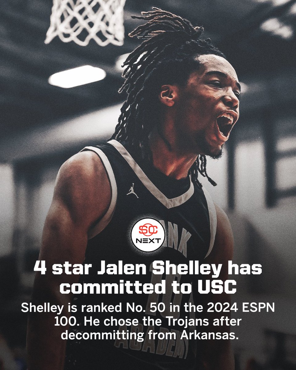 4⭐️ Jalen Shelley (no. 50 ESPN 💯) has committed to USC ✌️ #FightOn @JalenShelley | @USC_Hoops