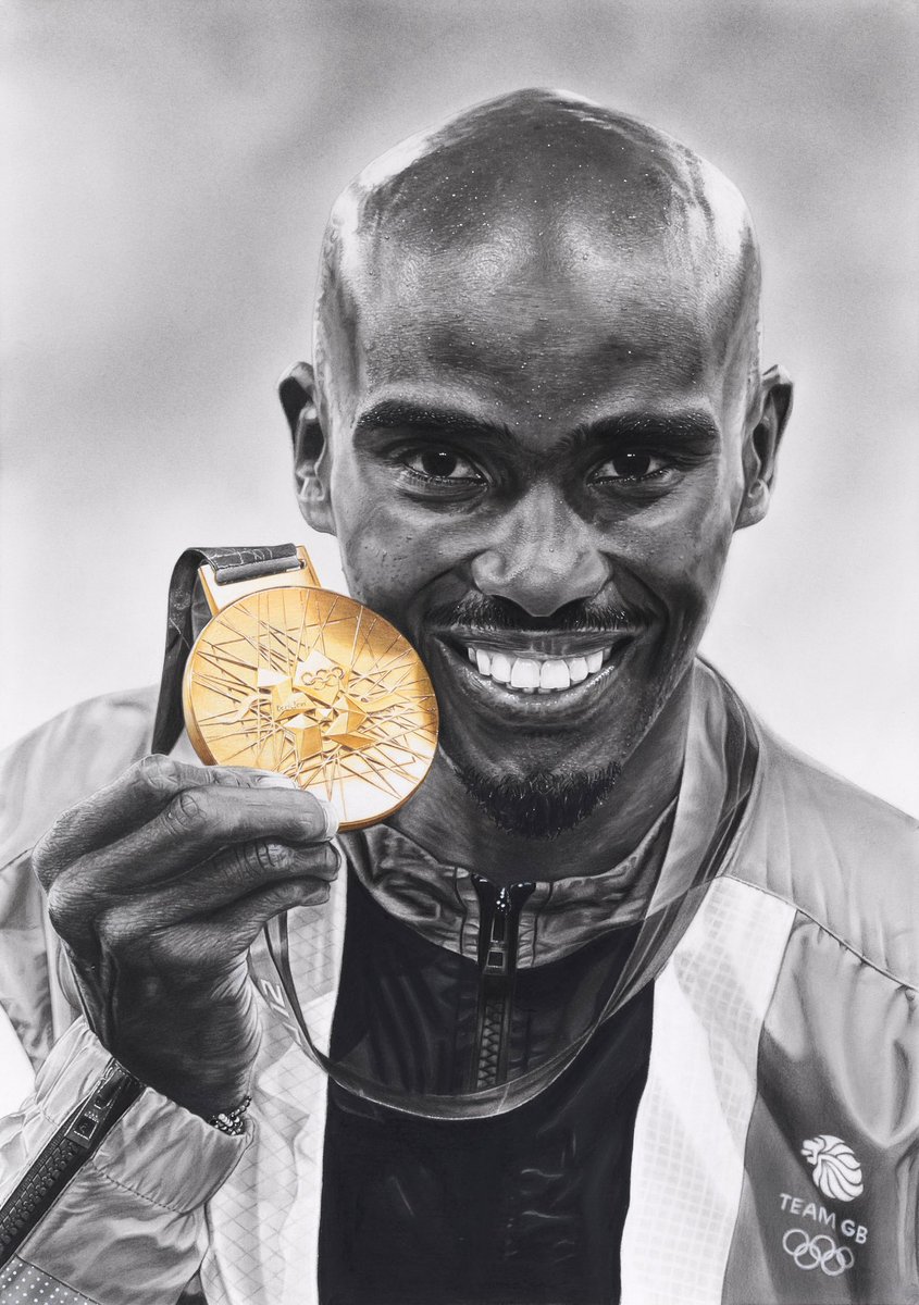 My recent A2 pencil portrait of the UKs Greatest EVER athlete 🇬🇧 @Mo_Farah 🥇