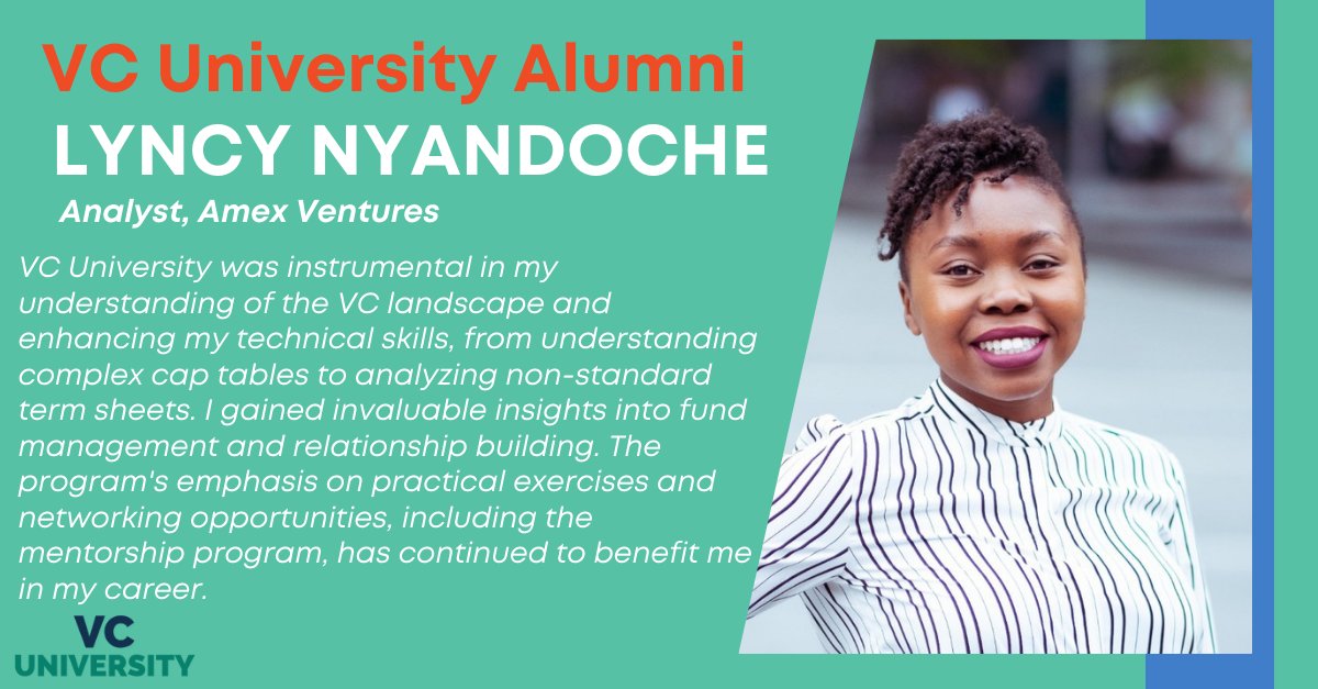 We’re closing out the week with another #VCUniversity spotlight: Lyncy Nyandoche, Analyst at Amex Ventures! When Lyncy joined VC University, she had started her career at Amex Ventures. After completing the program, she continued to thrive, armed with newfound skills and…