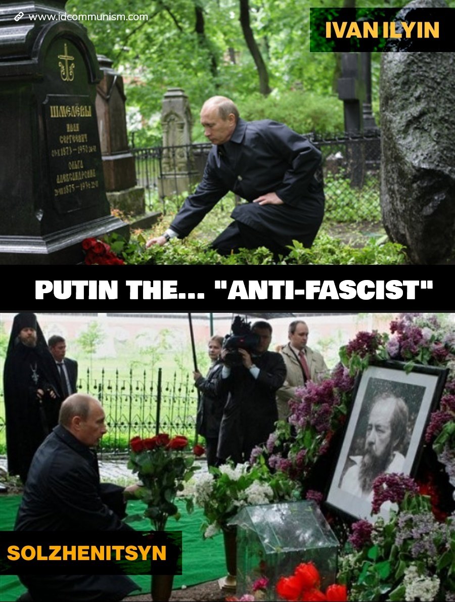 📌 Here is the man who pledged to 'denazify Ukraine' and lead the 'anti-fascist struggle' in #Donbass, honoring two notorious fascists and Nazi sympathizers. Campists of the world, enjoy. #IvanIlyin #Solzhenitsyn #Putin