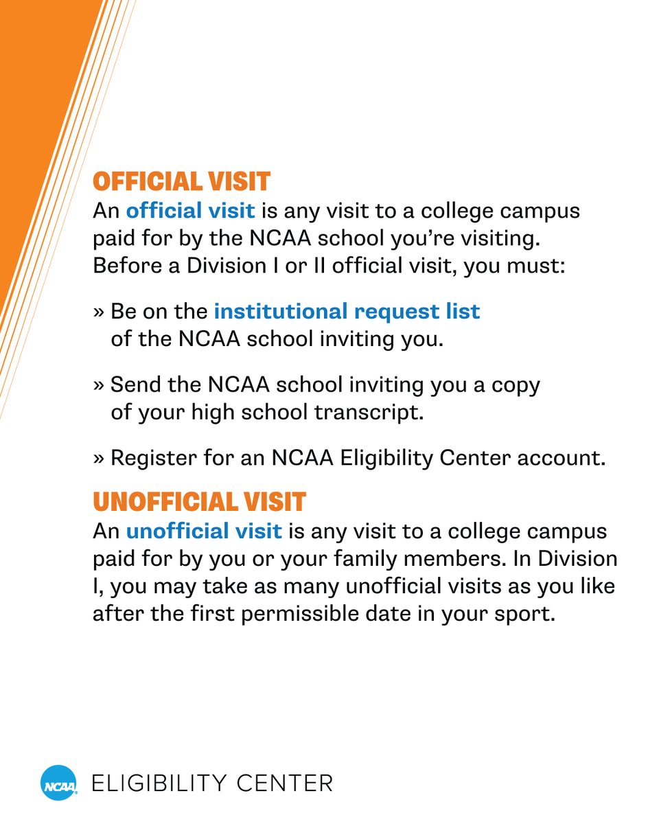 What is the difference between an official and unofficial visit? 🔗 on.ncaa.com/OfficialvsUnof…