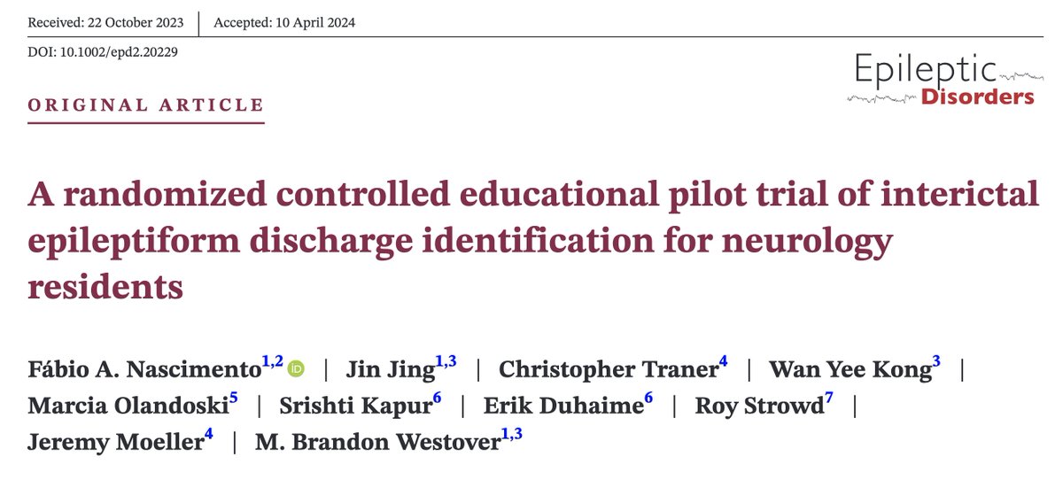 This novel educational program - founded upon technology-enhanced learning & retrieval practice - can be used to teach trainees how to identify interictal epileptiform discharges (IEDs) on #EEG.

doi.org/10.1002/epd2.2…
