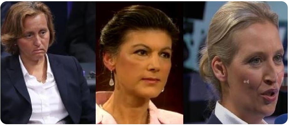 NoAFD_BTW33's tweet image. Wer einer dieser drei Frauen seine Stimme gibt, der wählt #Putin - jede Stimme für die #AfD o. #BSW ist eine Stimme für #Russland und eine Stimme gegen 🇩🇪 ‼️

#AfDgehoertnichtzuDeutschland #PutinsPuppet 
#Weidel #Chrupalla #vonStorch #Wagenknecht 
#Krah #Bystron #Landesverraeter