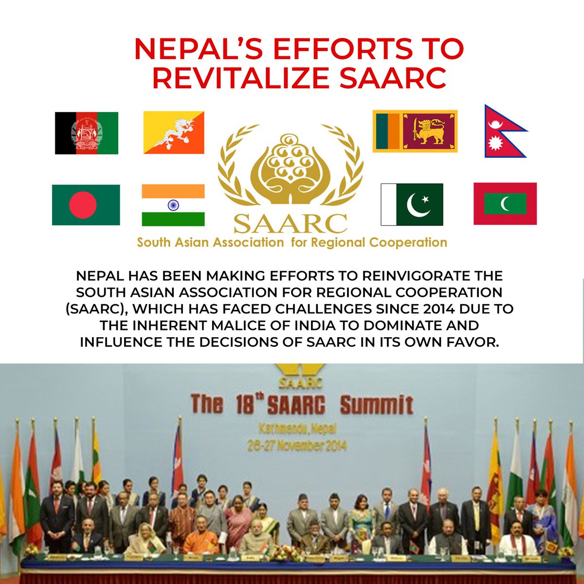 As a founding member of SAARC, Nepal is stepping up efforts to revitalize the organization, countering India's push for alternatives like BIMSTEC. The goal is to renew cooperation among South Asian nations despite ongoing challenges.