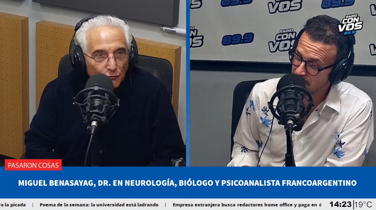 🎙️ AHORA | Nos visita Miguel Benasayag, doctor Neurología, biólogo y psicoanalista francoargentino. 👉 Mirá la nota en vivo con @aleberco en #PasaronCosas 🔗 youtube.com/watch?v=7SkWUJ…