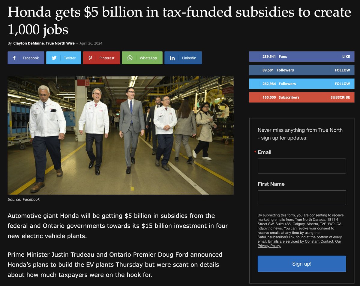 For those who are interested, when the government gives a foreign company $5 billion to create 1000 jobs, the cost to taxpayers is $5 million per job. Does anyone want to send me $5 million so I can create a 'new' job for myself? I didn't think so. 😂 tnc.news/2024/04/26/hon…