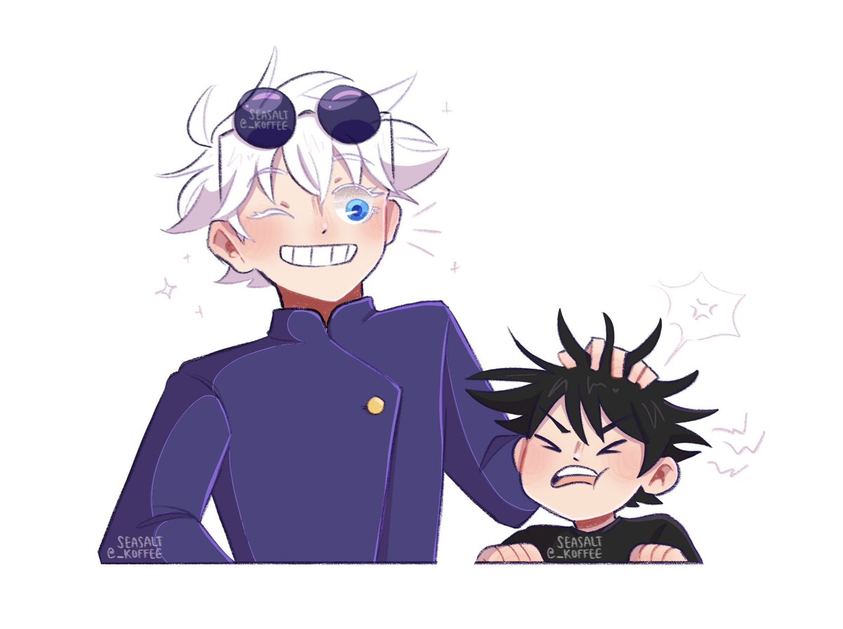 When a teen dad can’t help but be silly and mess up his adopted son’s already messy hair #jjkfanart