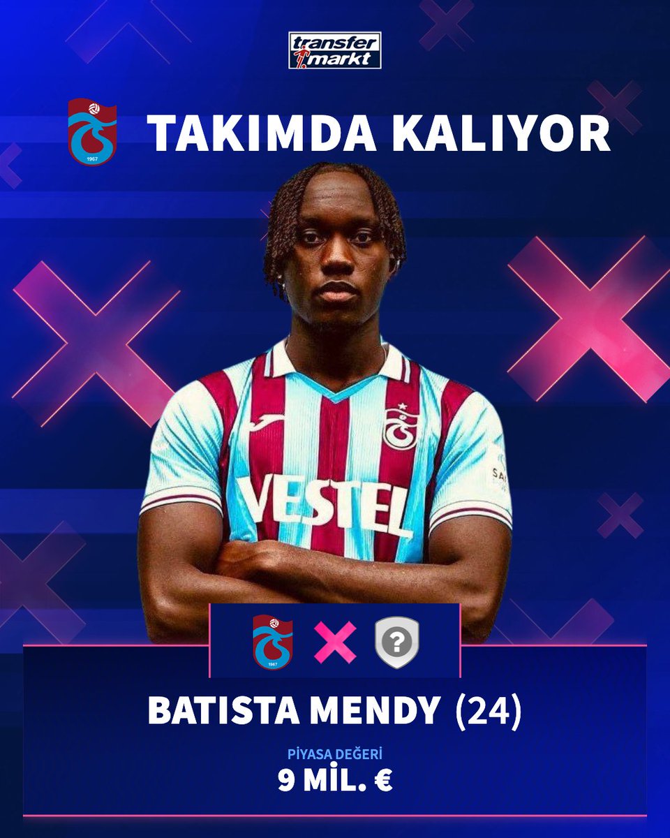 ❌ Trabzonspor, yaz transfer döneminde Batista Mendy'i takımdan göndermeyi düşünmüyor! 📎 Hasan Tüncel ➡️ transfermarkt.com.tr/s/gbo