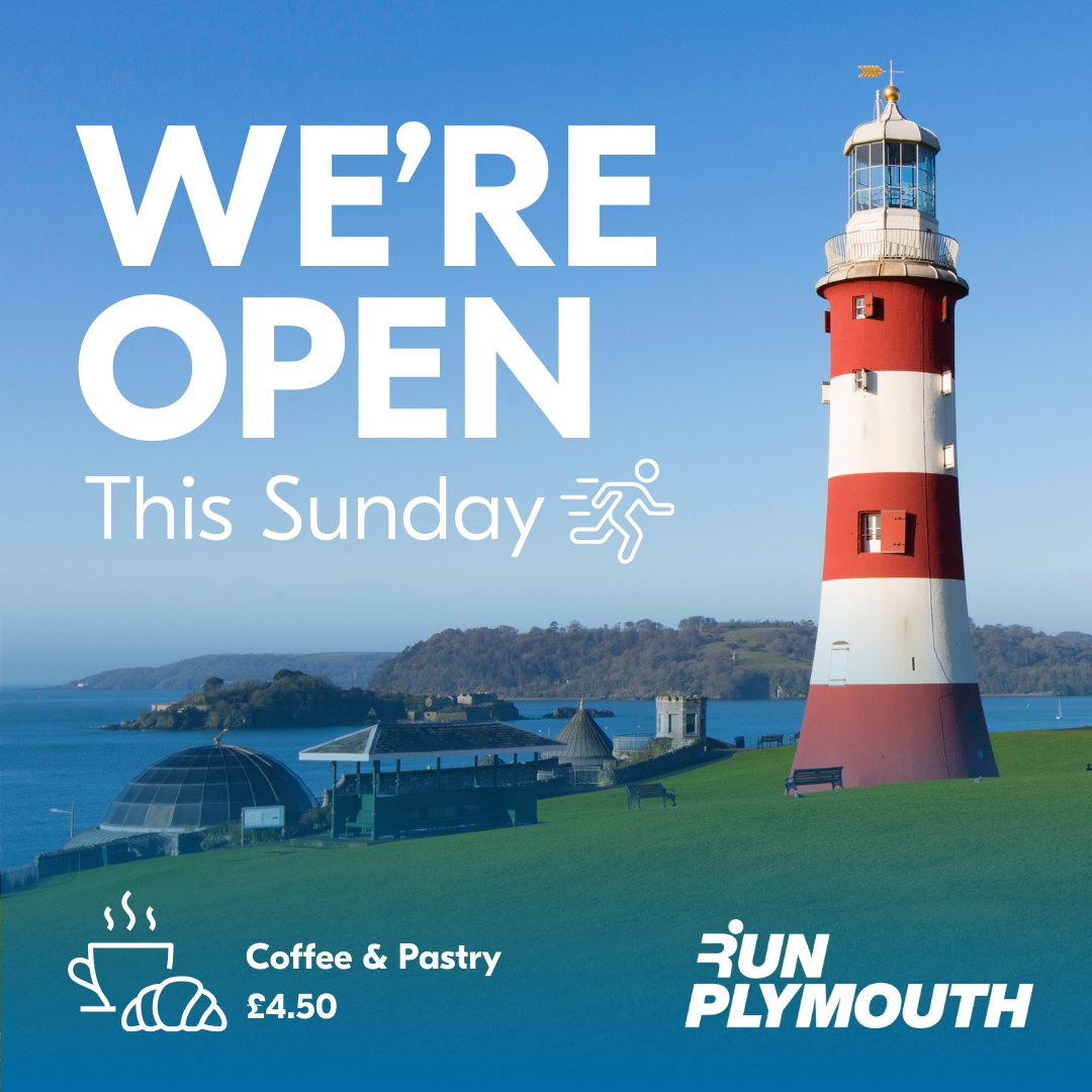 Join us as we support @PlymouthRunFest this weekend! 🏃 Our café is the perfect spot for spectators with early morning refreshments available to fuel your cheerleading or satisfy your post-run hunger! Open: 8.30am – 1.30pm Coffee & a pastry for £4.50! 🤩