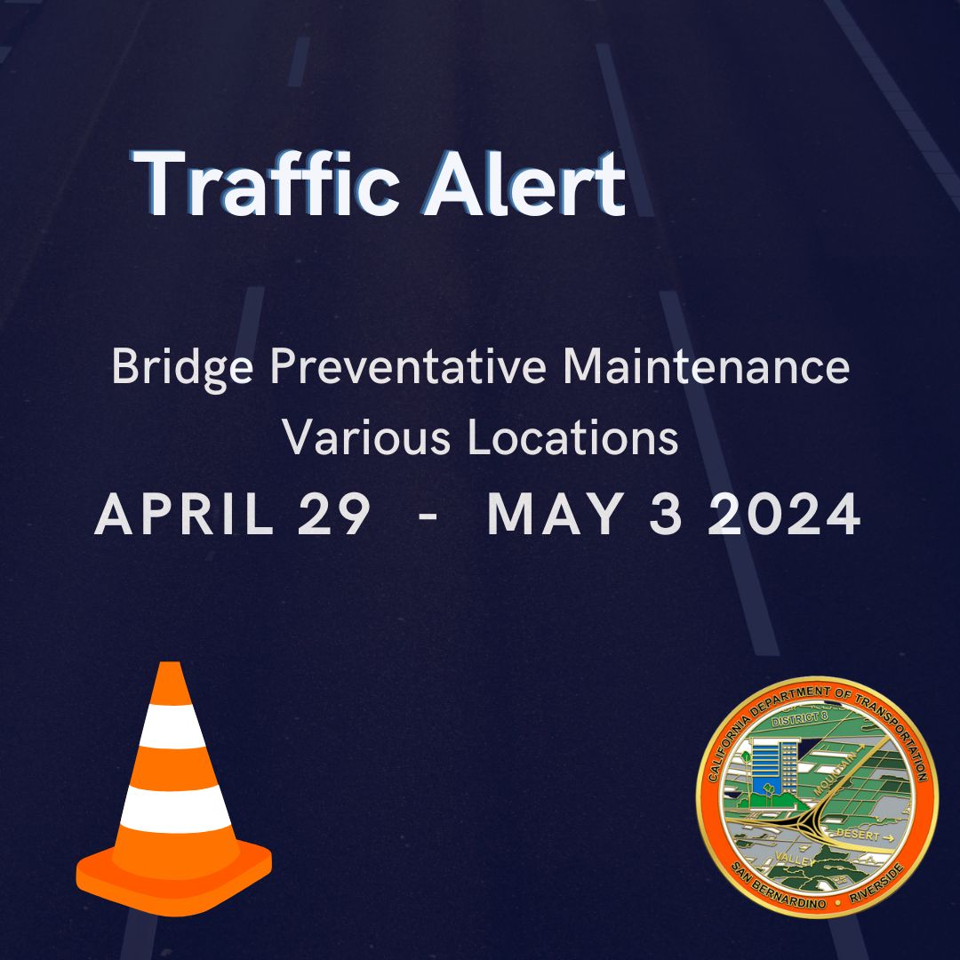 RIVCO: Project Update Alert 🚨 Nighttime construction work continues next week 4/29 - 5/3 , 8:00 pm - 5:00 am. Anticipate full connector closures and ramp closures. Check alert for latest details. ➡️ conta.cc/4aRTVxN Plan your route to avoid delays. #Caltrans8