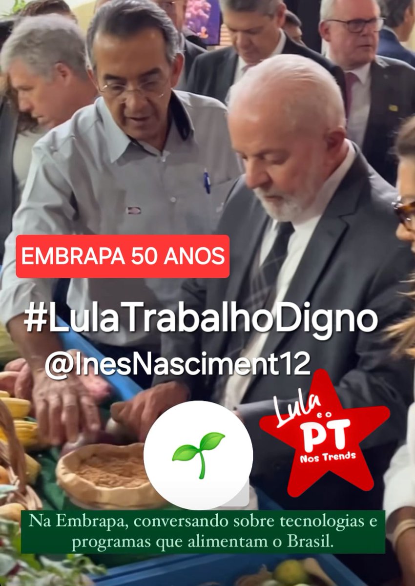 @AlexandrePT13CV @Alexand92840726 @borgescm @chelleweda @divaolinda55 @sequeira_kg @lacerdaeh @cmsclaudio @DjoaoquarenT13 @Baiantifascista @alvaroluizcunha @BetoLuz19731 @chiko_junior @DiegoMendesdaC1 @gatz______ @IvoneteLemos7 @KaioCsarPereir4 @LuizGou12257957 @MariMerss @NegreirosJanson @portolejos @RUIALVESDASILV6 @tavares1958 @WRochaPI @anacontivieira @bonfim20031 @clarete_b @EstevamReboucas @GilvanaSchulz @jao__victorr @KodairaSonia @machado_teka @NiltonA25851364 @psvas5 @SanguineEliane @ToninhoPassos @zattimaristela @LulaOficial @Haddad_Fernando @ptbrasil Noite, Tenazes Guerreir@s
Há 40, 50 anos atrás, ninguém dava um tostão furado por uma terra no Cerrado. A Embrapa, com pesquisa, transformou numa coisa extraordinária de produção agrícola, colocando o Brasil no topo da produção.

*EMBRAPA 50 ANOS*

#LulaTrabalhoDigno