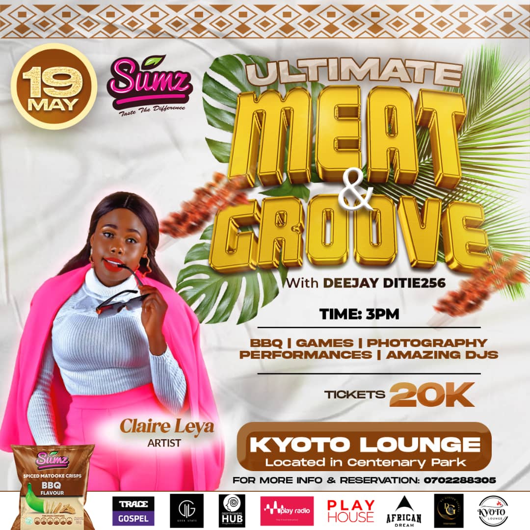 Partying is mandate for everybody Let's Chekecha For God with Claire Leya Get your pass at 🎫20K here ticketyo.com/ultimate-meat-… 19th May 2024 we're at Kyoto Centenary Park... 3PM EAT #MeatAndGroove #Deejayditie256