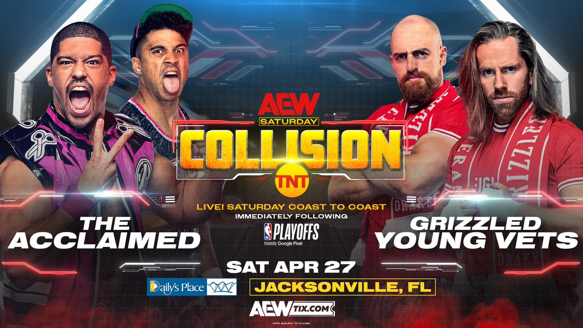 First match graphic for James Drake & Zack Gibson, GYV in AEW.

They debut on Collision tomorrow night!