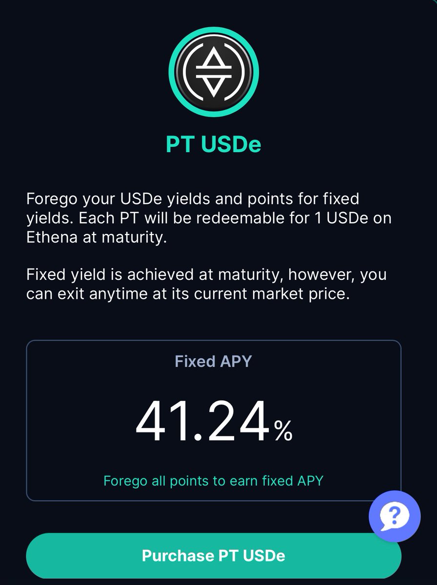 How to earn >30% organic yield while being long ETH or BTC? 1. Lend ETH 2. Borrow USDC/T on Aave at 11% 3. Swap into USDe and then USDe PT on Pendle for 41% Caveat is that 29Aug is the latest maturity, so once that expires you’ll need to roll into a new one