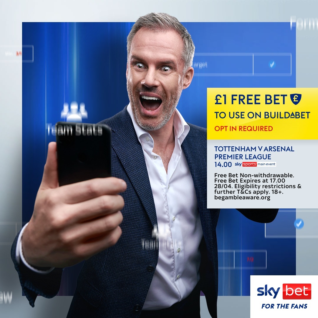 Excited for the #NorthLondonDerby this weekend? ⚪🔴

❗ Opt in to receive a £1 free bet to use on BuildABet markets

Full terms can be found here 👉 bit.ly/3Ev0l8r

Drop us a PM if you have any queries ✉️