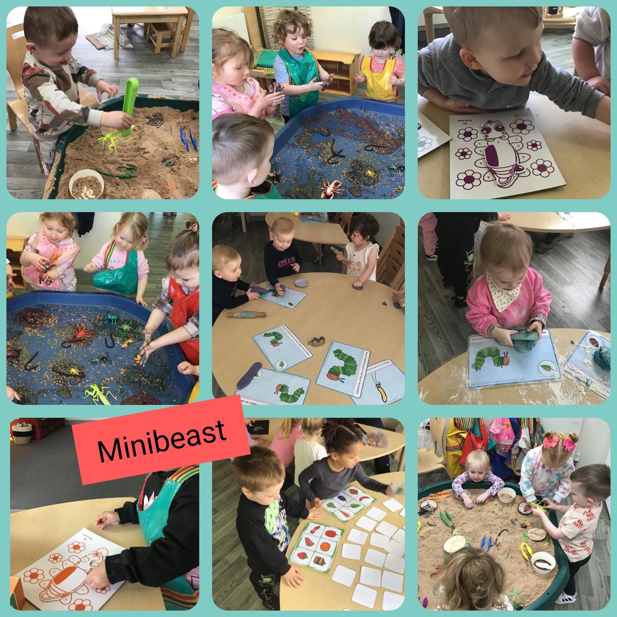 We have been creating different bugs using play dough, taking turns with our friends as we played different minibeast games, explored a range of minibeast sensory trays, using tweezers to pick up bugs, and talked about what they looked like 🐜🐞🕷🐛 #PlayLearnThrive @QUESTtrust