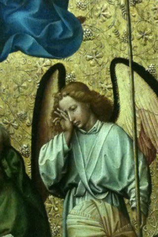 2/2 How an angel weeps: touchig moment from Campin's Seilern Triptych.
