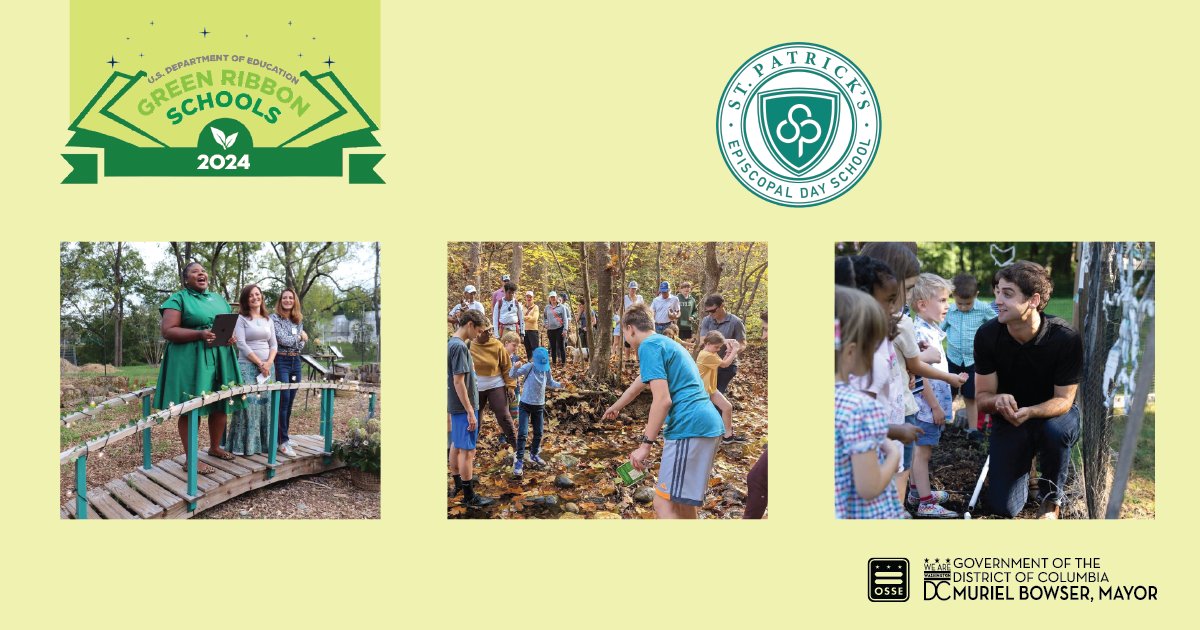 St. Patrick’s Episcopal Day School has been recognized as a 2024 U.S. Department of Education Green Ribbon School! Let’s celebrate the school’s commitment to sustainability! ow.ly/EYUA50Rpn8t