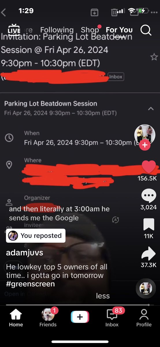 MrsJellySantos's tweet image. He left a negative review for this restaurant on google and now the owner wants to fight him. 

The owner tricked him into emailing him..then sent him a google invite for a parking lot beat down this Friday. 🥹