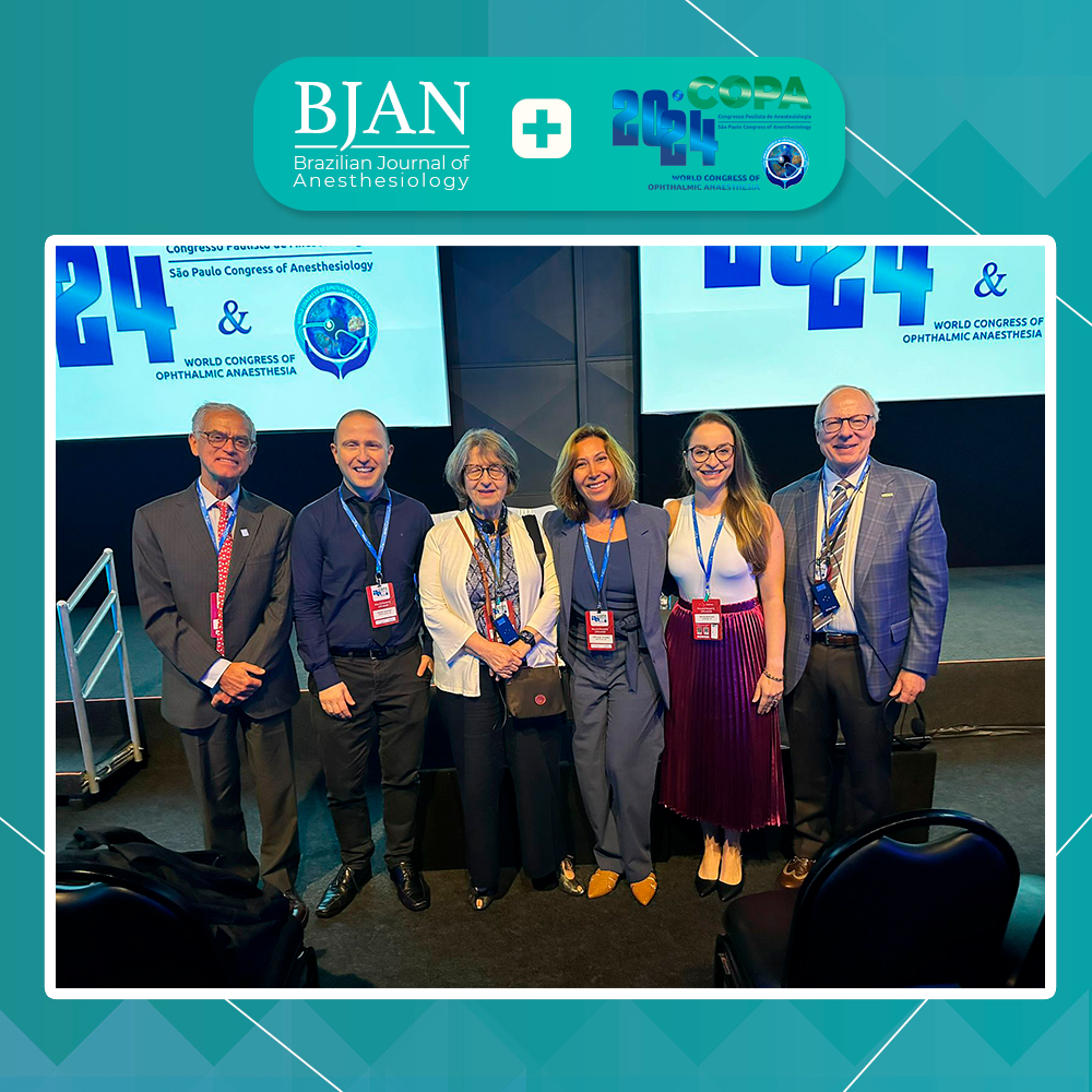 Part of the international team for neuroanesthesia discussions at #copasaesp2024: Dr. Pedro Amorim, BJAN's Editor-in-Chief Dr. André Schmidt, Dr. Elisabeth Abramowicz, Dra. Cristiane Tavares, Dr. Bruna Bastiani dos Santos and Dr. Adrian Gelb. #joinBJAN #citeBJAN #anesthetists…