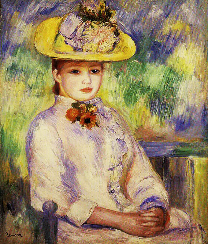 #arts #artlovers #ArteYArt #painting #donneinarte #music Renoir - Girl in a Yellow Hat