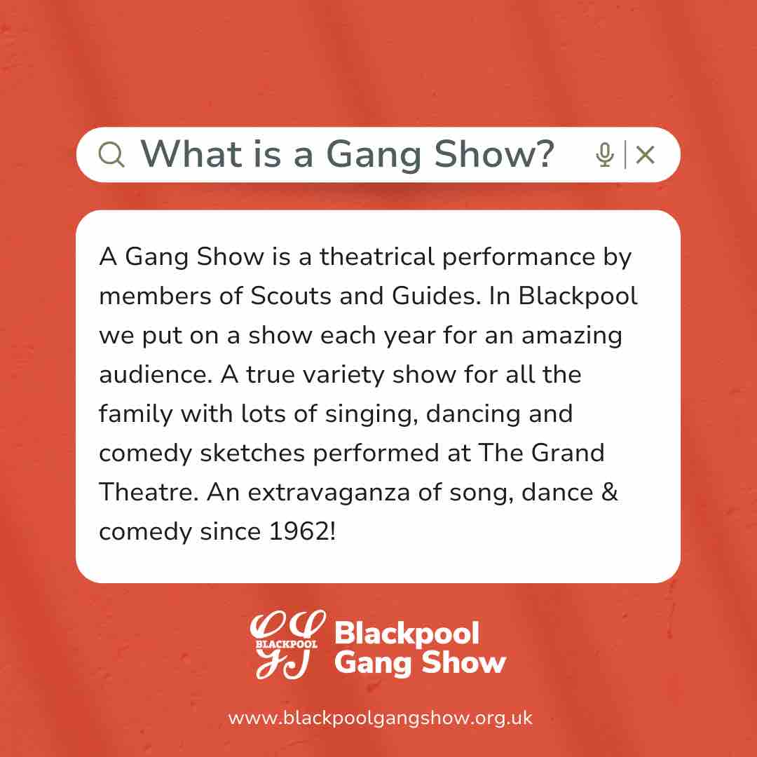 What is a Gang Show? We hear this all the time.. well take a read of the below! 🤩 Our next show is 30 January - 1 February 2025 at the @grand_theatre . You’re in for a real treat, find out more about the show here 👉 blackpoolgangshow.org.uk/about/