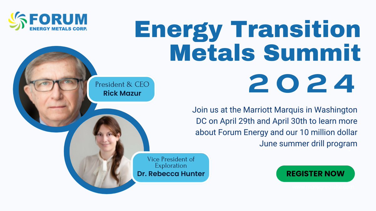 One on one meetings with CEO Rick Mazur and Dr. Rebecca Hunter will be available! Register with the link: precioussummit.com/event/2024-ene… #uranium #cleanenergy @CapitalJemini #stocks #mining #smallcap #equities #energymetals #nuclear