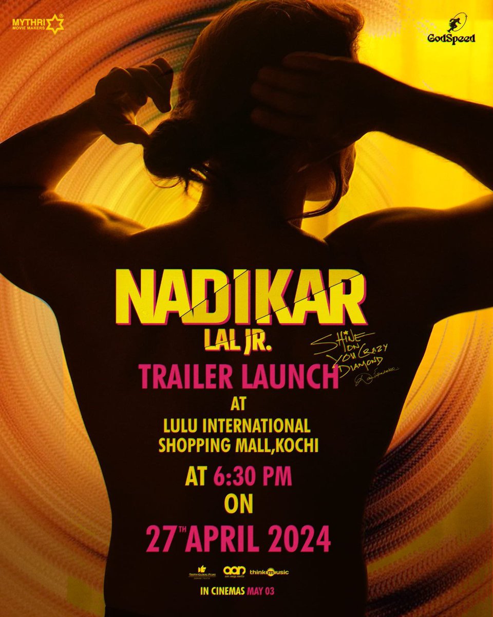 #Nadikar Official Trailer Launch On April 27th At 6.30PM..👏🏻🔥🕺

#Nadikar in Cinemas from May 3 #ShineOnYouCrazyDiamond

@ttovino @SoubinShahir @Godspeedoffcl
@IamLalJr @thinkmusicindia @kjobkurian
@Truthglobalofcl @SamadTruth