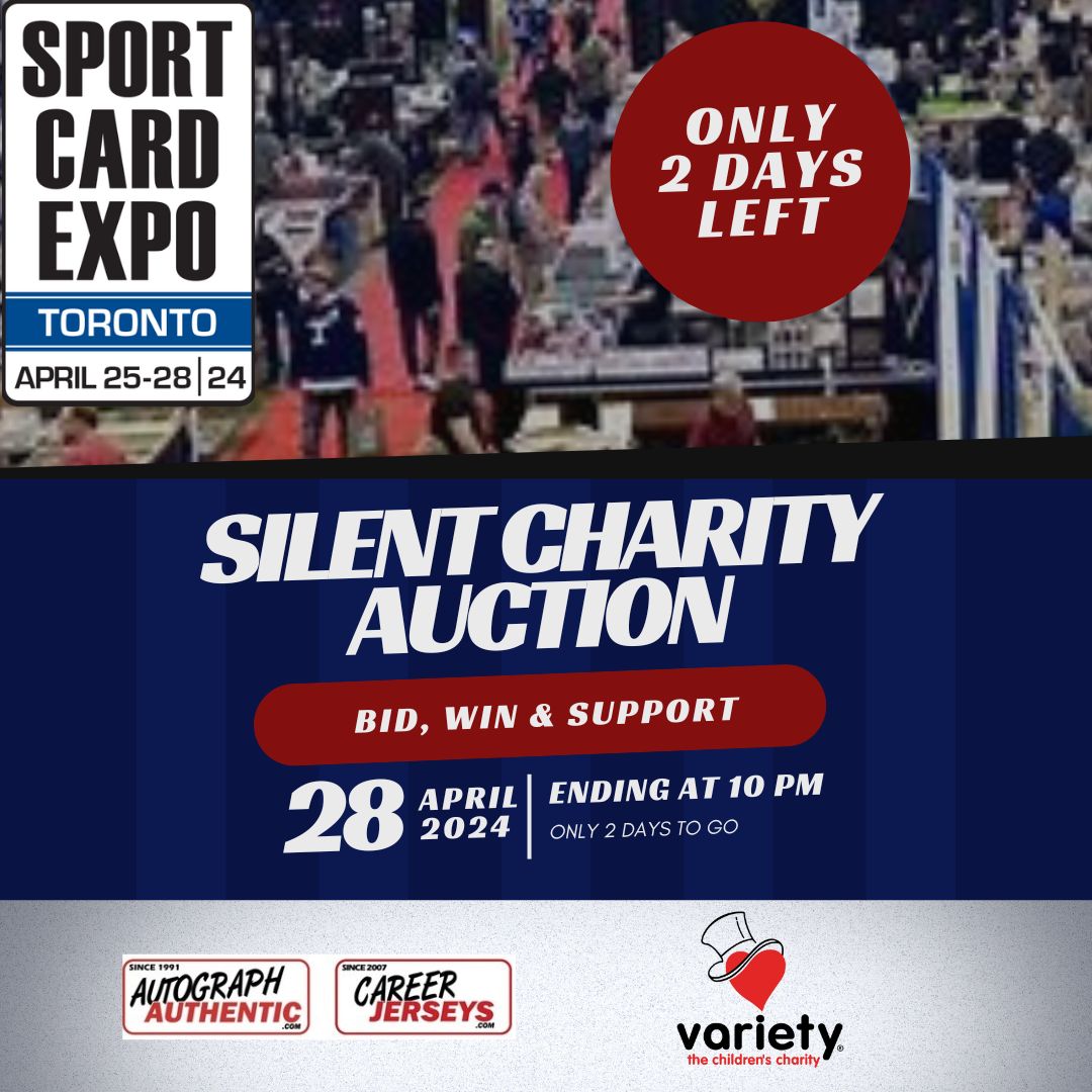 ⏰ Hurry! Only 2 days left until the Sport Card Expo Charity Auction ends tinyurl.com/yeh929s9! Don't miss your chance to bid on exclusive jerseys and memorabilia from your favorite legends. Bid now, win big, and support a great cause! #SportCardExpo #CharityAuction #BidAndWin