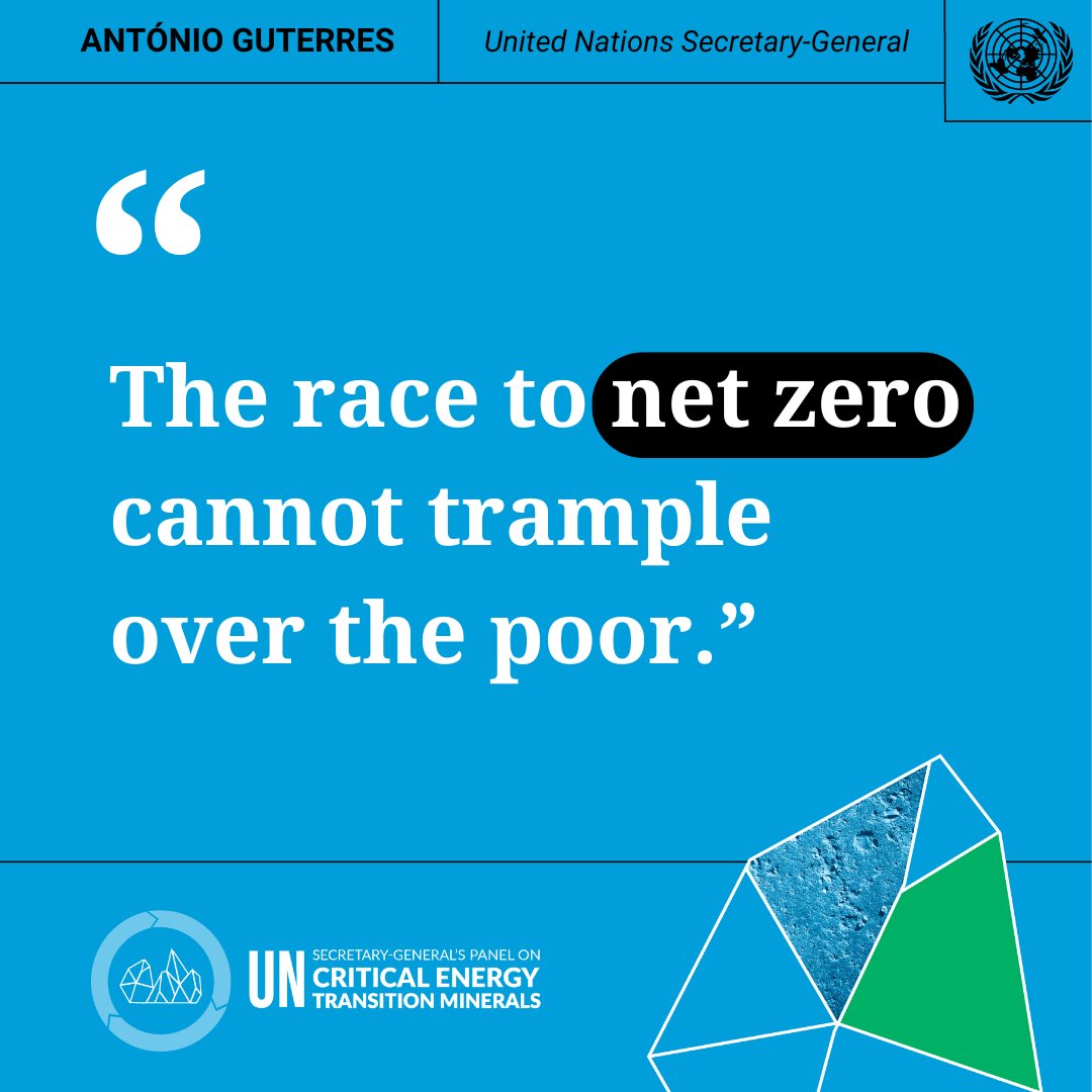 'The race to net zero cannot trample over the poor' – @antonioguterres launches a new Panel on Critical Energy Transition Minerals to address issues of transparency, sustainability & human rights, and ensure a just transition for all. #ClimateAction un.org/en/climatechan…